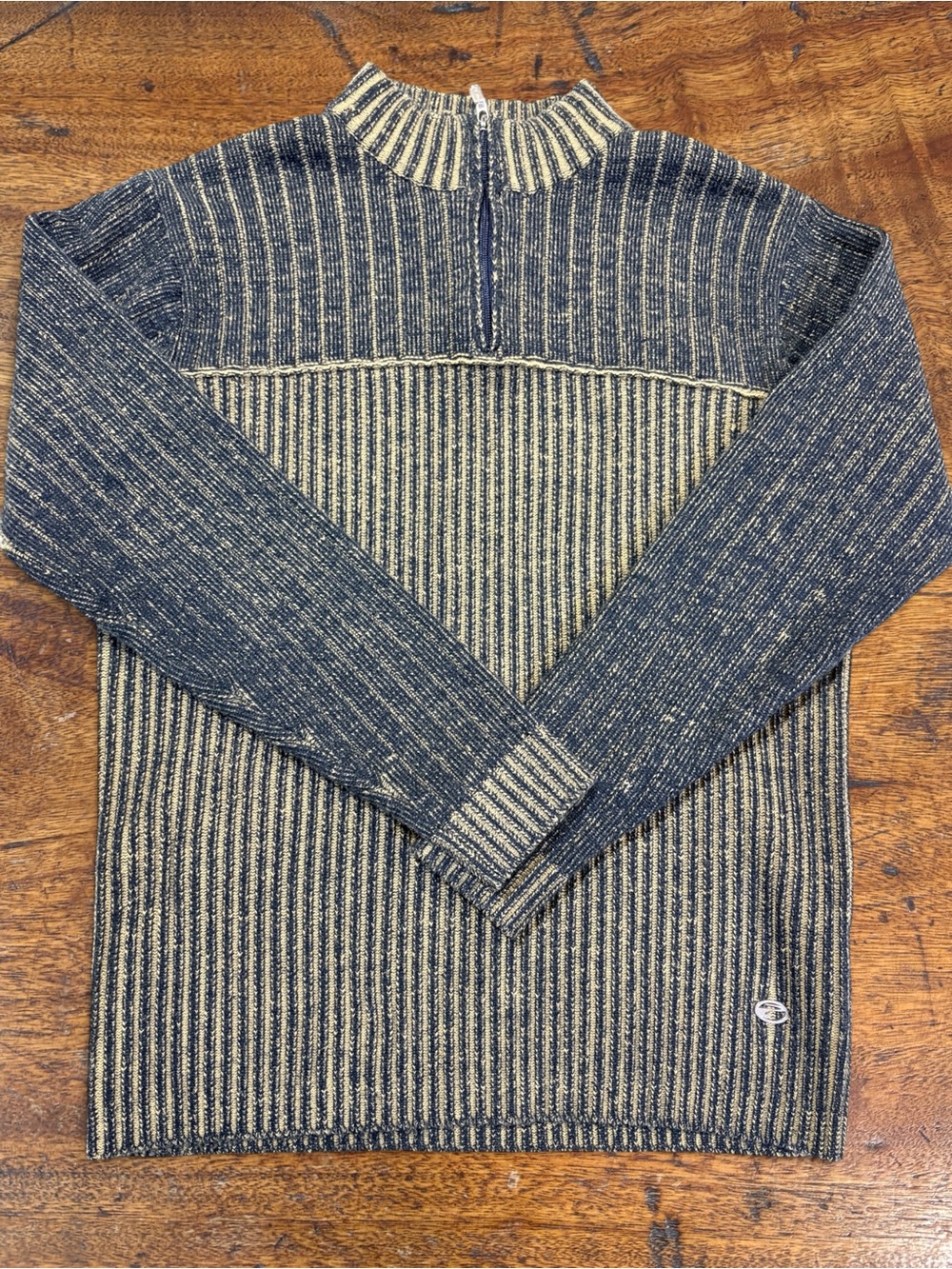 Point Zero Men's Vintage Y2K Ribbed Knit Quarter Zip Sweater M